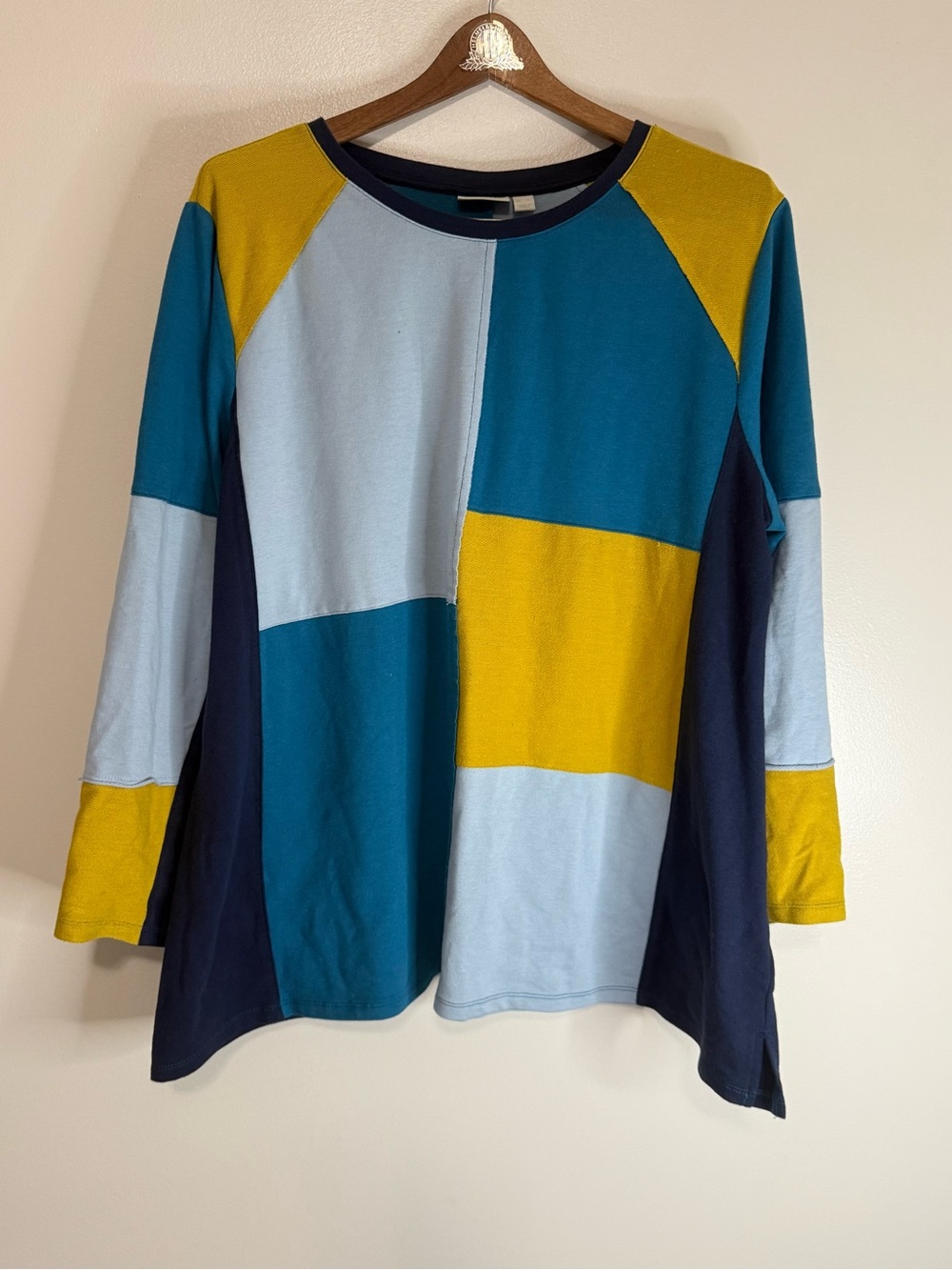 LOGO by Lori Goldstein Colorblock Long Sleeve Top multicolor  size XL